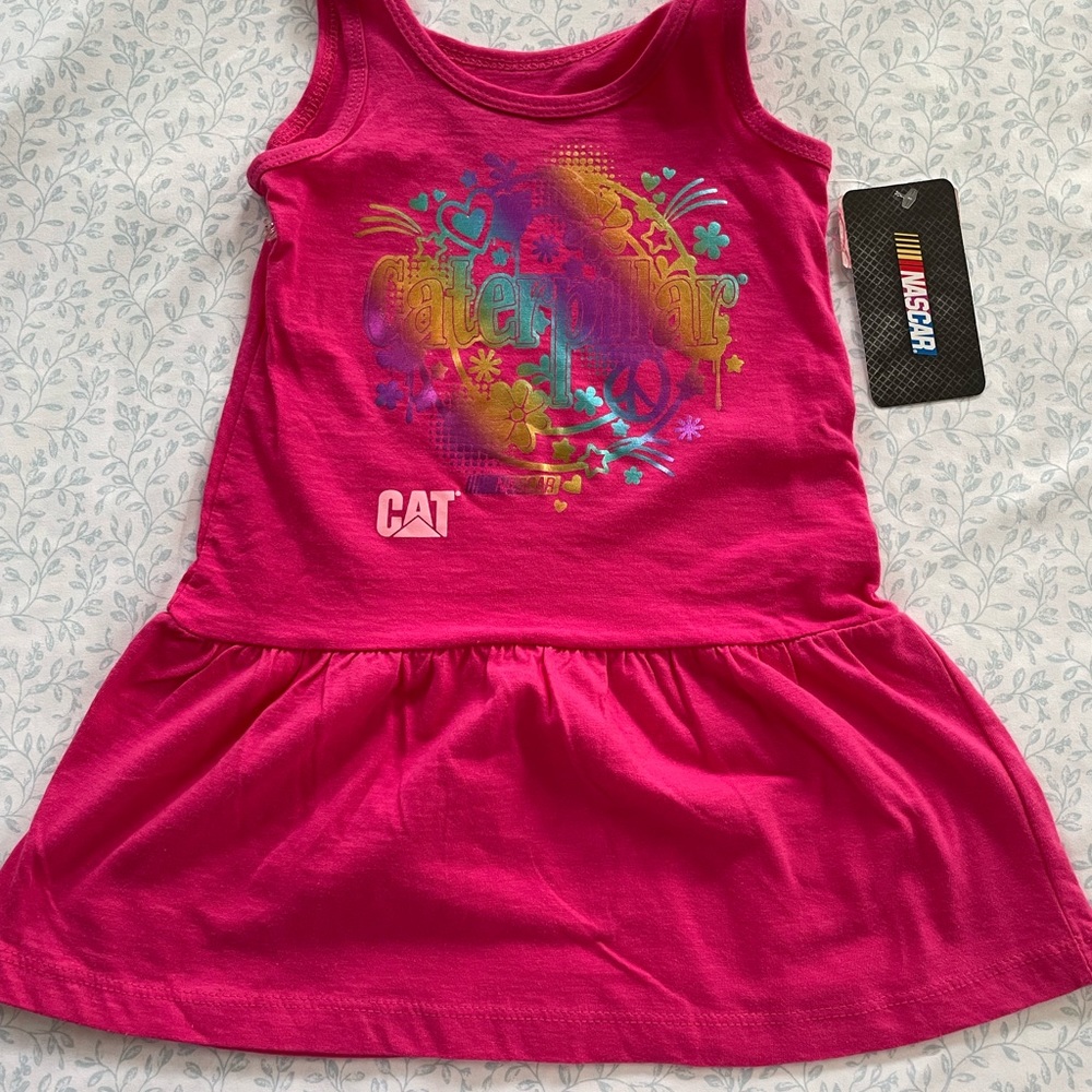 NASCAR  Caterpillar Pink Toddler's  Tank Dress size 2T New